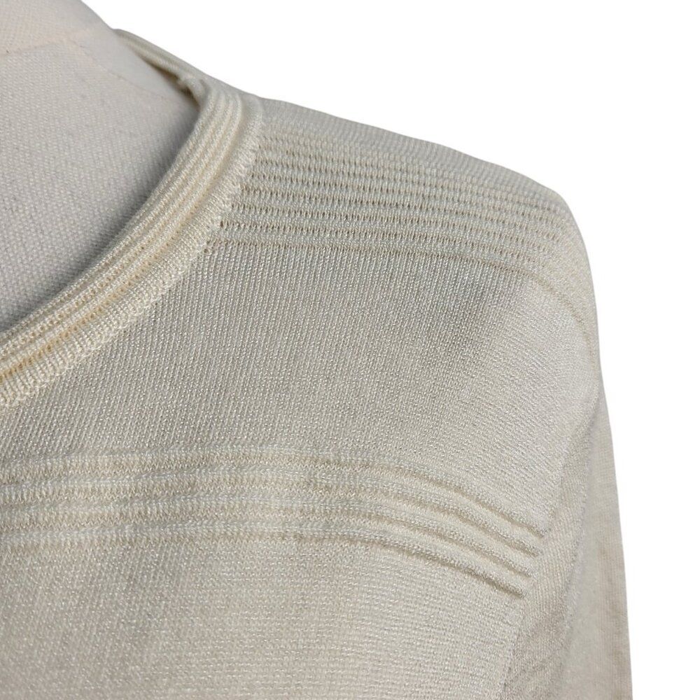 Authentic DVF Small Petite White Sweater Merino Wool Viscose Tiered Ruffles - Picture 9 of 15